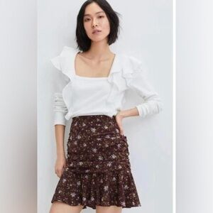 NWT Veronica Beard women’s white square neck ruffle blouse M contemporary office